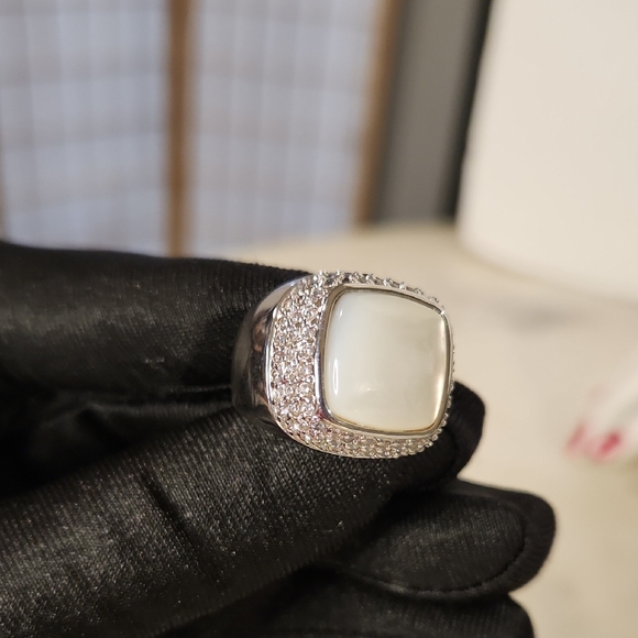 Silver Plated Jewelry - 18KGP Sterling Silver | Mother Peal Ring Sz 7